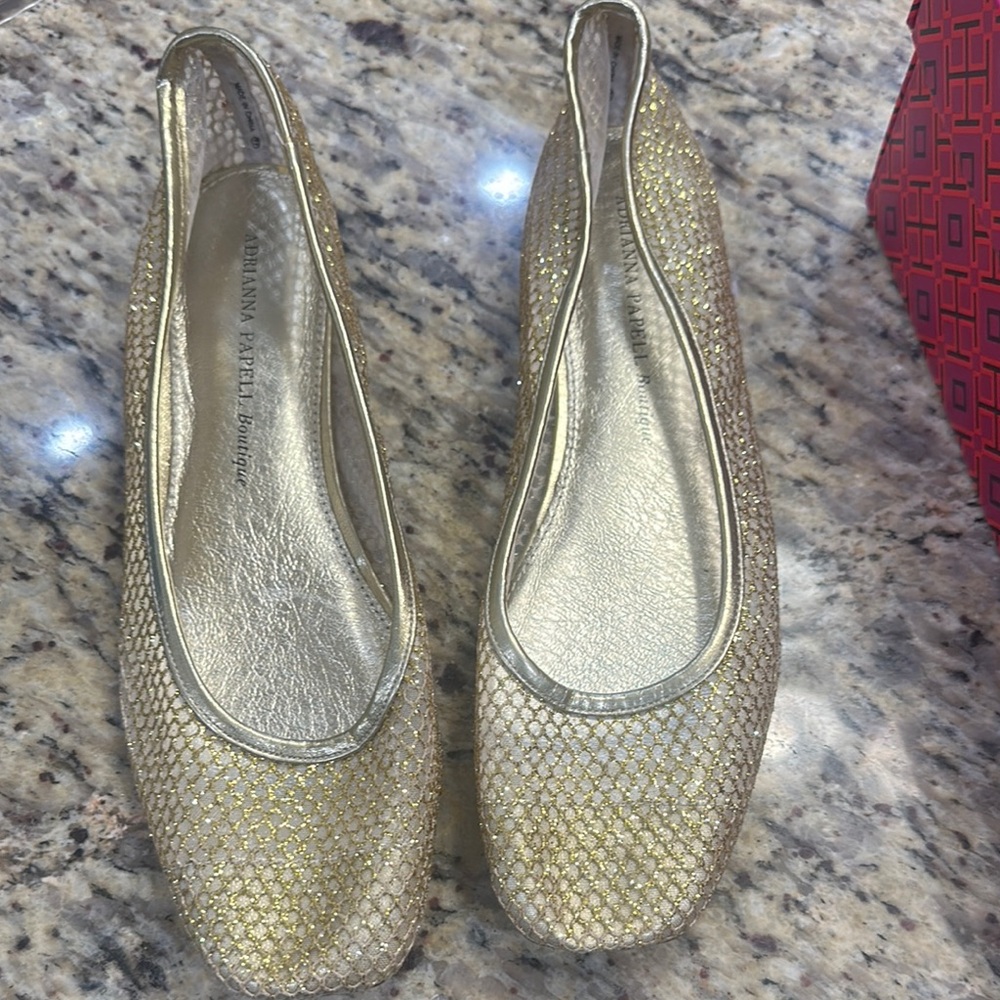 Adrianna Papell Gold Flats with Metallic Sheen